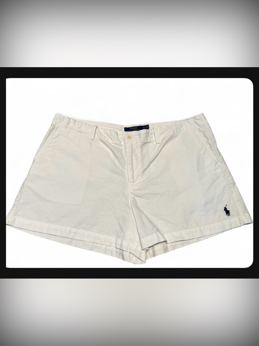 NWOT Ralph Lauren White Cotton Chino Shorts with Navy Label